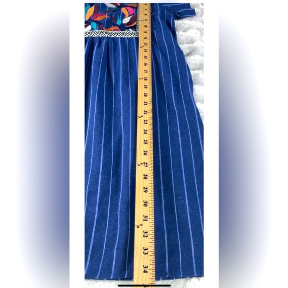 I Love Womens Size Small Navy/White Stripe Pocket Embroidered Chest Design Dress - Picture 8 of 9